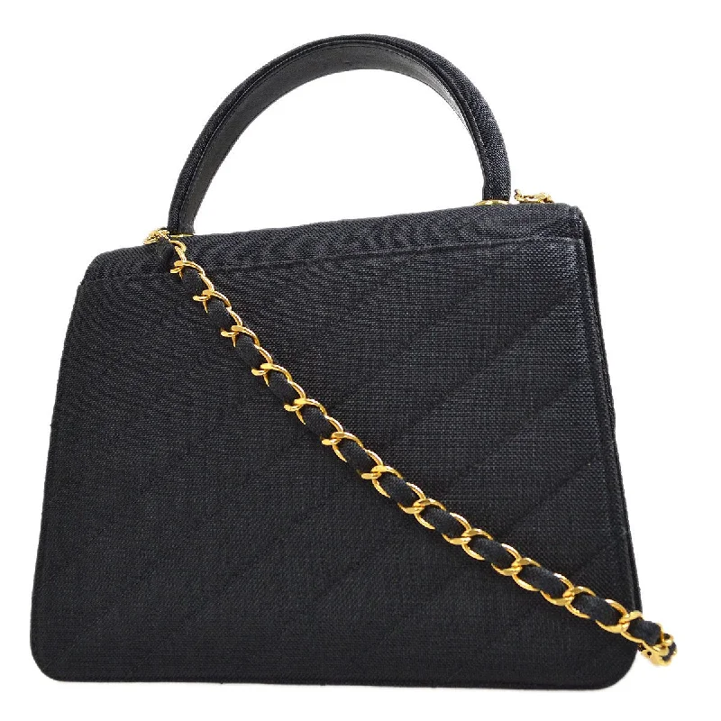 Chanel Classic Flap Bag for Evening PartyCHANEL 1991-1994 Diagonal Kelly 25 Black Canvas