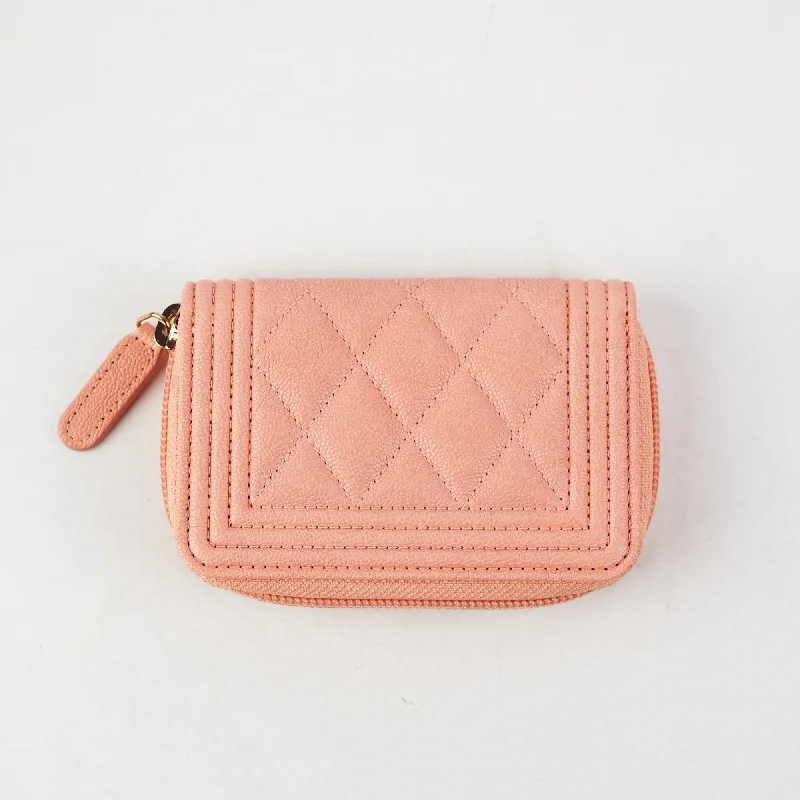 Chanel Designer Handbag with Unique DesignChanel Boy Zip Compact Wallet Pink