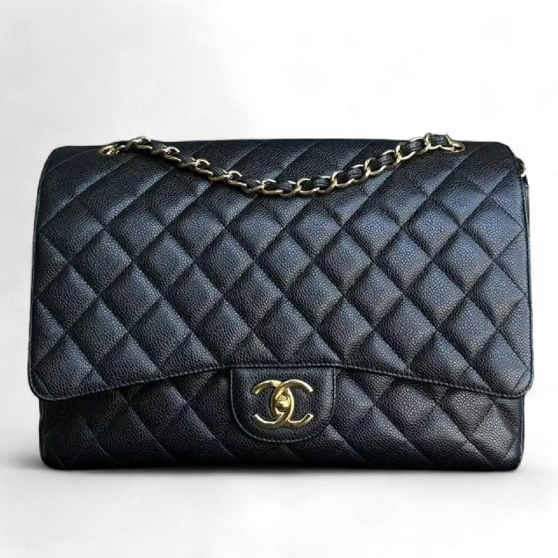 Chanel bags available in bold colors and patternsChanel Maxi Classic Flap Bag Caviar 33CM Quilted Black Golden Hardware Series 16