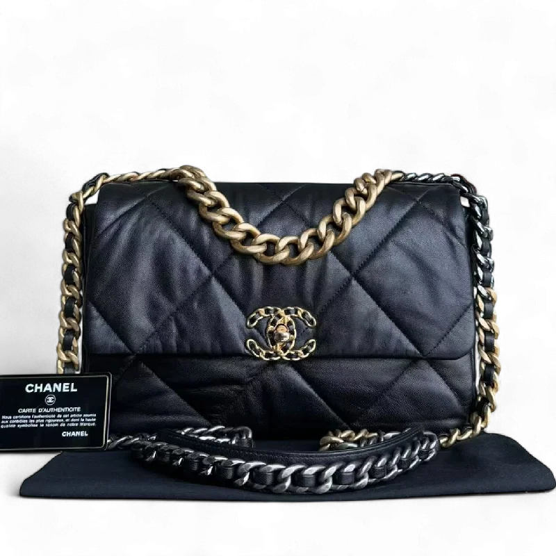 Chanel bags that pair perfectly with any outfitChanel 19 Bag Medium - C19 Quilted Goatskin Black Two-Tone Gold Hardware Series 28