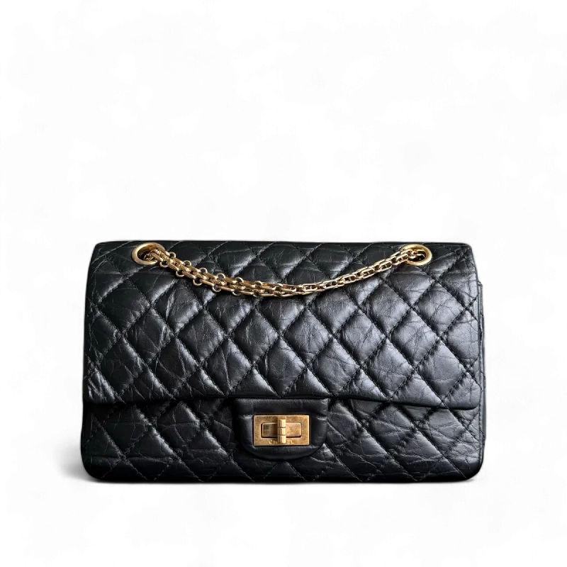 Chanel leather bags for everydChanel 2.55 Reissue - 225 Small Quilted Aged Calfskin Black Gold Hardware Series 27