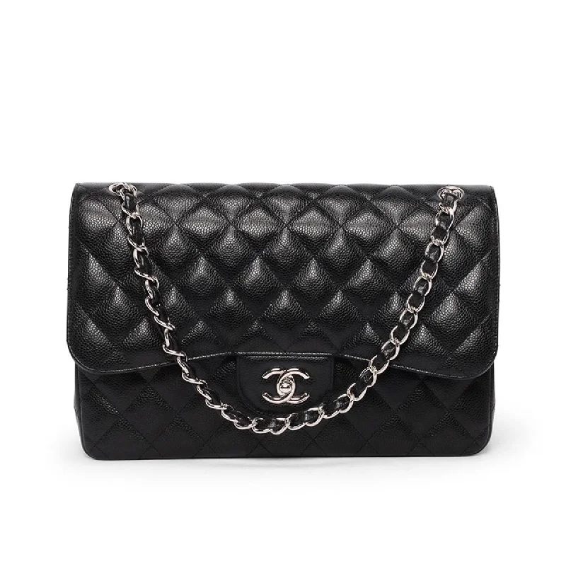 Chanel bags for women with a taste for high fashionChanel Black Caviar Large Double Flap Shoulder Bag