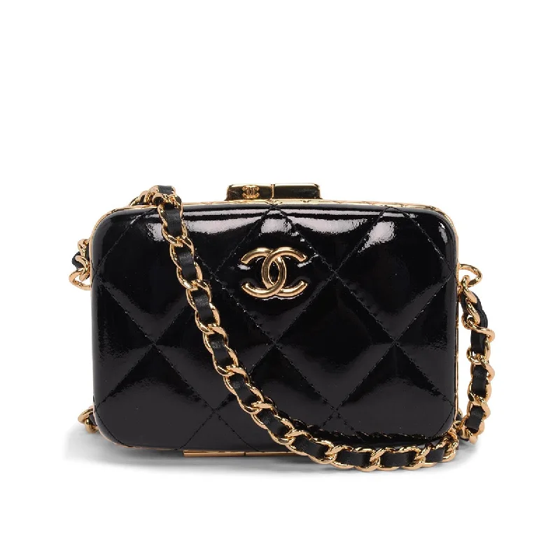 Chanel bags as wedding day accessoriesChanel Black Glazed Goatskin Mini Box with Chain