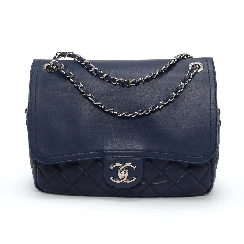 Chanel bags for a polished and professional appearanceChanel Blue Calfskin In The Mix Single Flap Bag