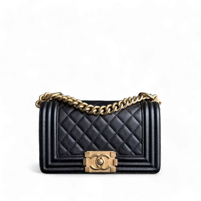 Chanel bags for the minimalist fashionChanel Boy Small - Caviar 20CM Quilted Black Gold Hardware Series 29