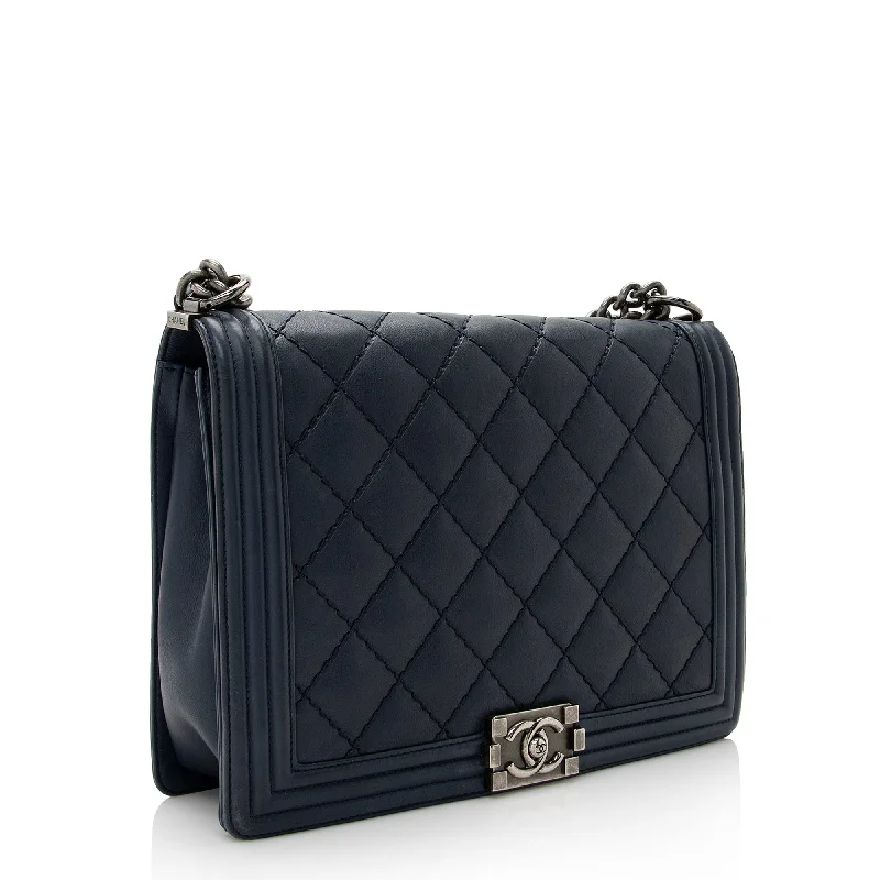 Chanel bags for women with a taste for high fashionChanel Calfskin Double Stitch Large Boy Bag (22183)