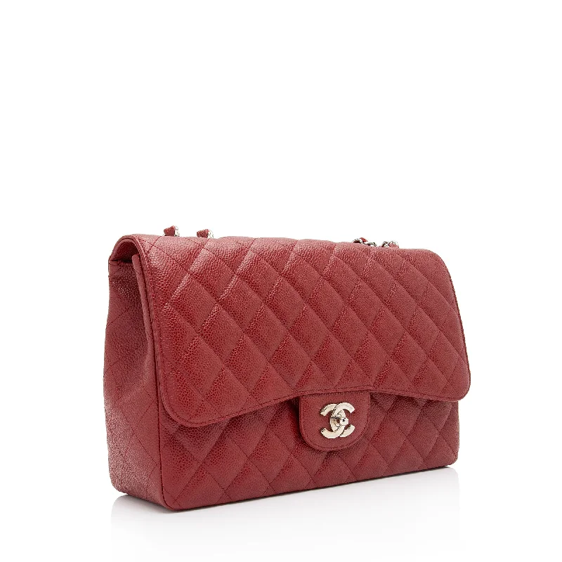 Chanel bags with exclusive seasonal releasesChanel Caviar Leather Classic Jumbo Single Flap Bag (xdYaEs)