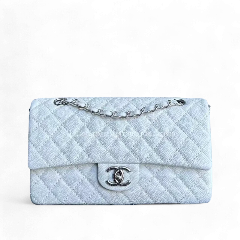 Chanel Lightweight Handbag for Daily ErrandsChanel Classic Flap Medium - Caviar Calfskin White Silver Hardware Series 12