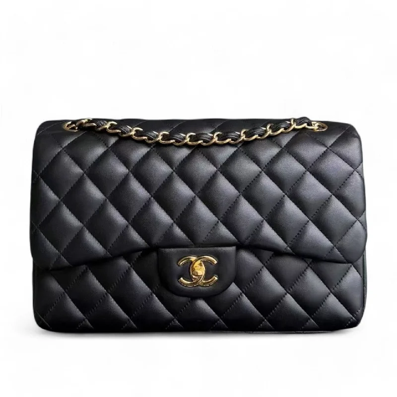 Chanel bags with adjustable chain strapsChanel Classic Flap Jumbo - Double Flap 30CM Lambskin Quilted Black Gold Hardware