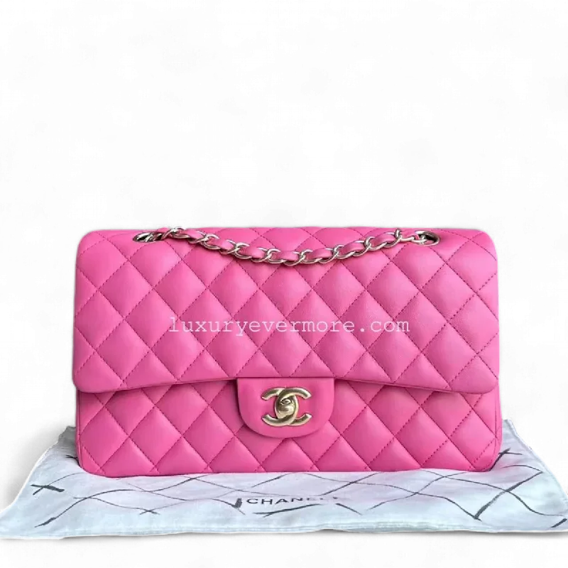 Chanel Black Handbag for Business MeetingsChanel Classic Flap Medium - 25CM Lambskin Quilted Pink Golden Hardware Series 18