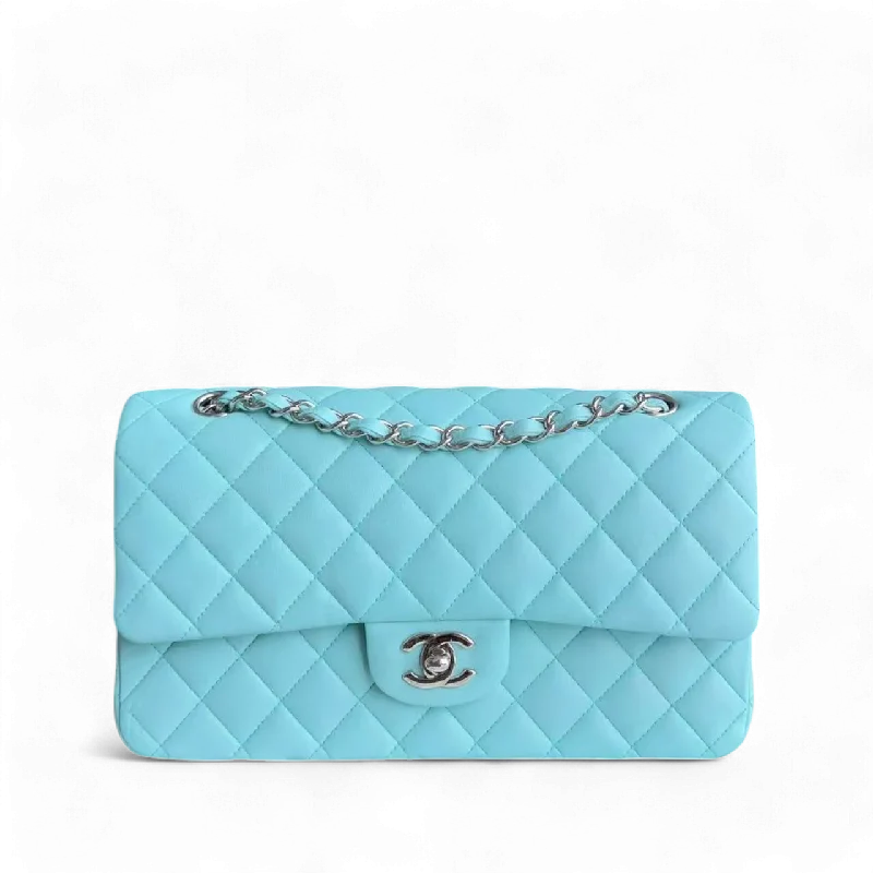 Chanel Chain Strap Handbag for Everyday UseChanel Classic Flap Medium - 25CM Quilted Lambskin Tiffany Blue Silver Hardware Series 27