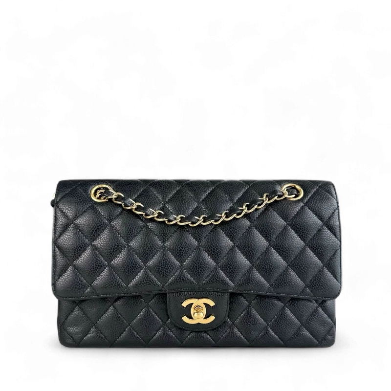 Chanel All - Match Handbag for Versatile StylingChanel Classic Flap Medium - Caviar 25CM Quilted Double Flap Black Gold Hardware Series 12