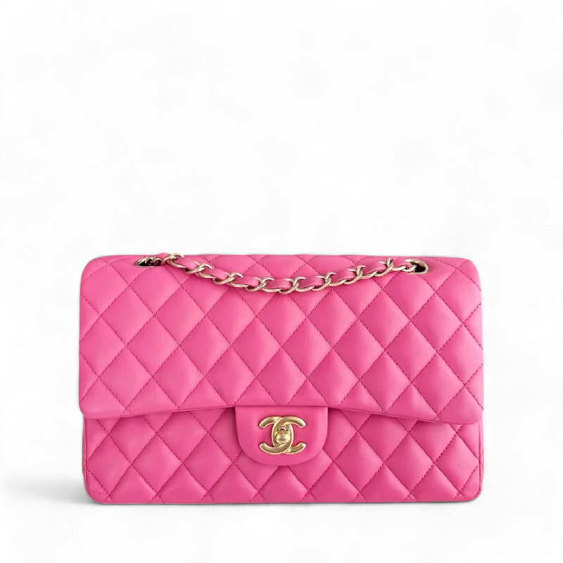 Chanel bags with exclusive seasonal releasesChanel Classic Flap Medium - Quilted Lambskin Hot Pink Gold Hardware Series 18