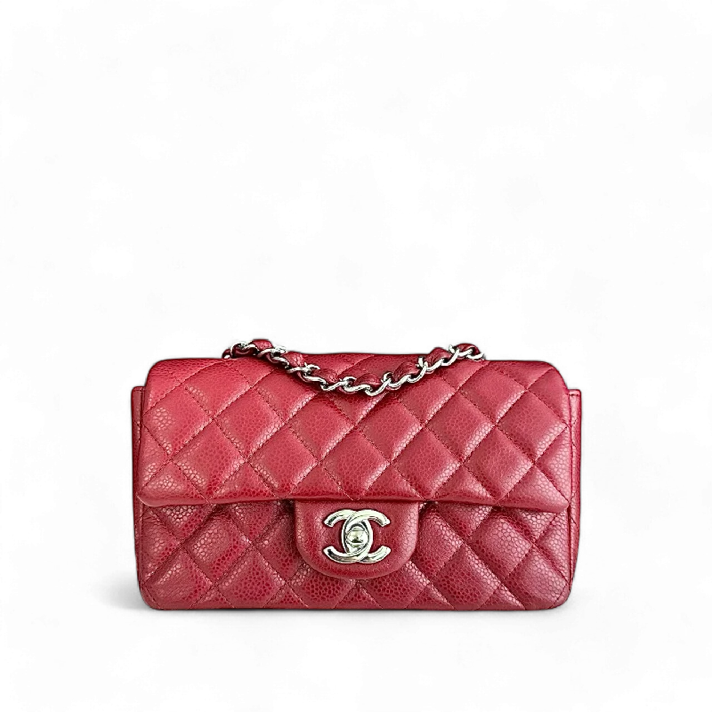 Chanel bags with the perfect balance of luxury and functionalityChanel Classic Flap Mini - Caviar 20CM Quilted Dark Red Silver Hardware 17