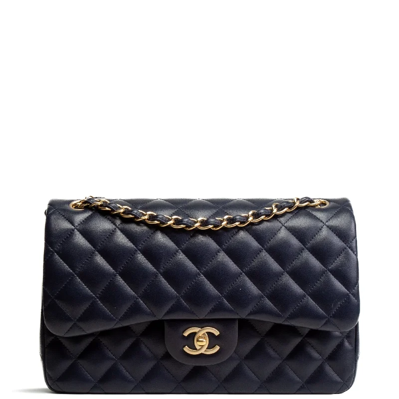 Chanel bags with classic and elegant designsCHANEL Classic Jumbo Lambskin Double Flap- Navy Blue