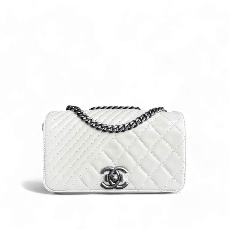 Chanel bags with adjustable chain strapsChanel Coco Boy Small - Seasonal Flap Glazed Calfskin White Ruthenium Silver Hardware Series 20