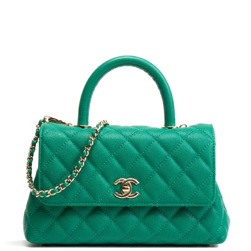 Chanel bags in luxury boutiques worldwideCHANEL Mini Coco Handle Flap Bag - Kelly Green