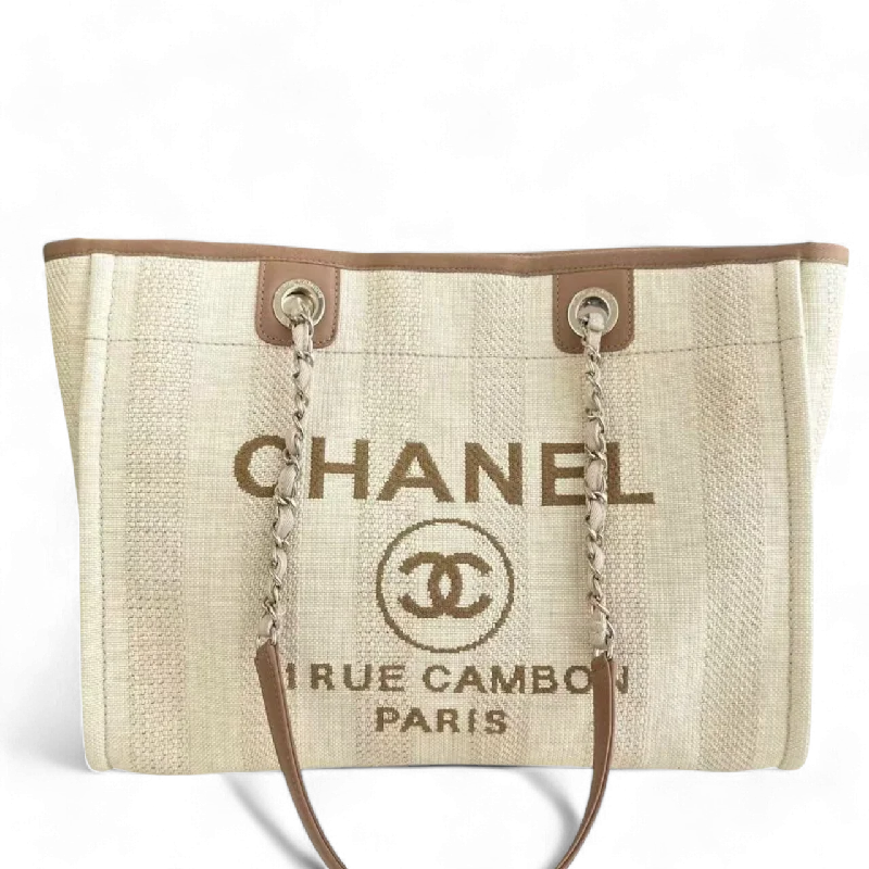 Chanel Quilted Leather Shoulder Bag for FashionistasChanel Deauville - 33CM Yellow Canvas Tote Silver Hardware 29