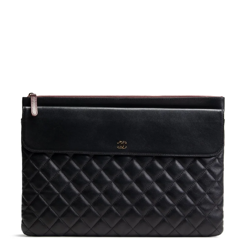 Chanel bags in luxury boutiques worldwideCHANEL Lambskin Medium Flap O-Case Clutch - Black