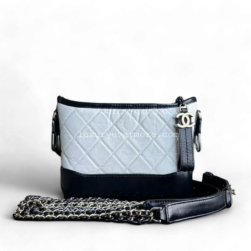 Chanel bags perfect for everyday elegChanel Gabrielle Small - 20CM Quilted Calfskin White Black Two-Tone Hardware