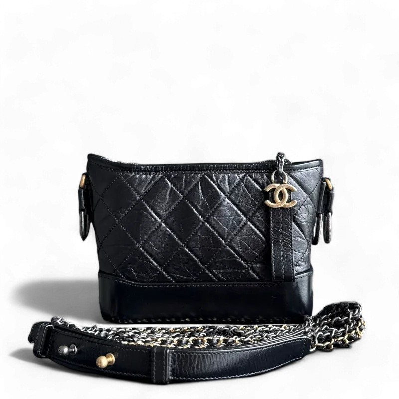 Chanel bags for women with a taste for high fashionChanel Gabrielle Small - Quilted Calfskin Hobo Black Gold Hardware Sereis 25