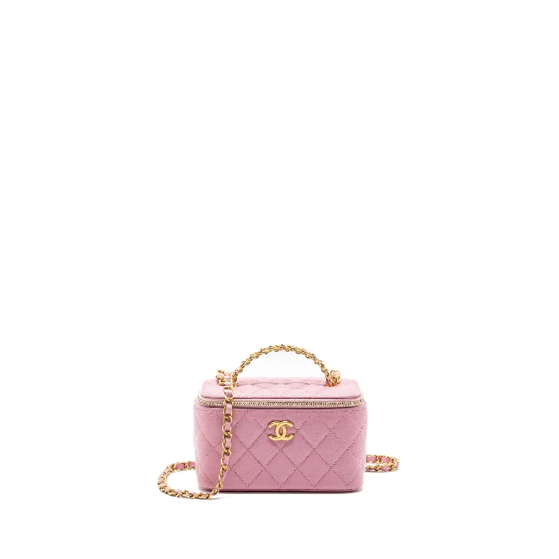 Chanel New Arrival Handbag with Gold HardwareChanel Letter Top Handle Long Vanity With Chain Caviar Pink GHW