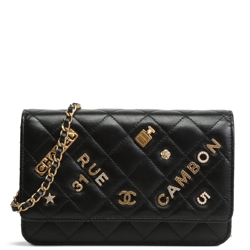 Chanel bags for the minimalist fashionCHANEL Lucky Charms Wallet on Chain - Black