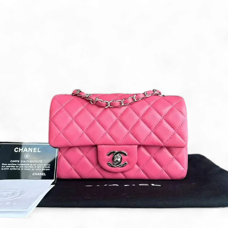 Chanel bags for a polished and professional appearanceChanel Classic Flap Mini - 20CM Rectangle Pink Quilted Lambskin Classic Flap Bag with Silver Hardware Series 28