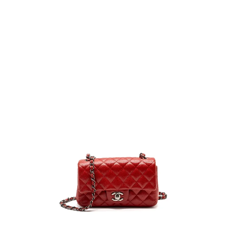 Chanel bags with iconic gold chainsChanel mini rectangular flap bag caviar red ruthenium hardware