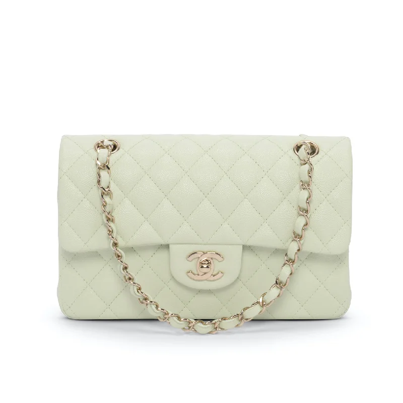 Chanel bags that pair perfectly with any outfitChanel Mint Green Caviar Small Classic Double Flap Bag