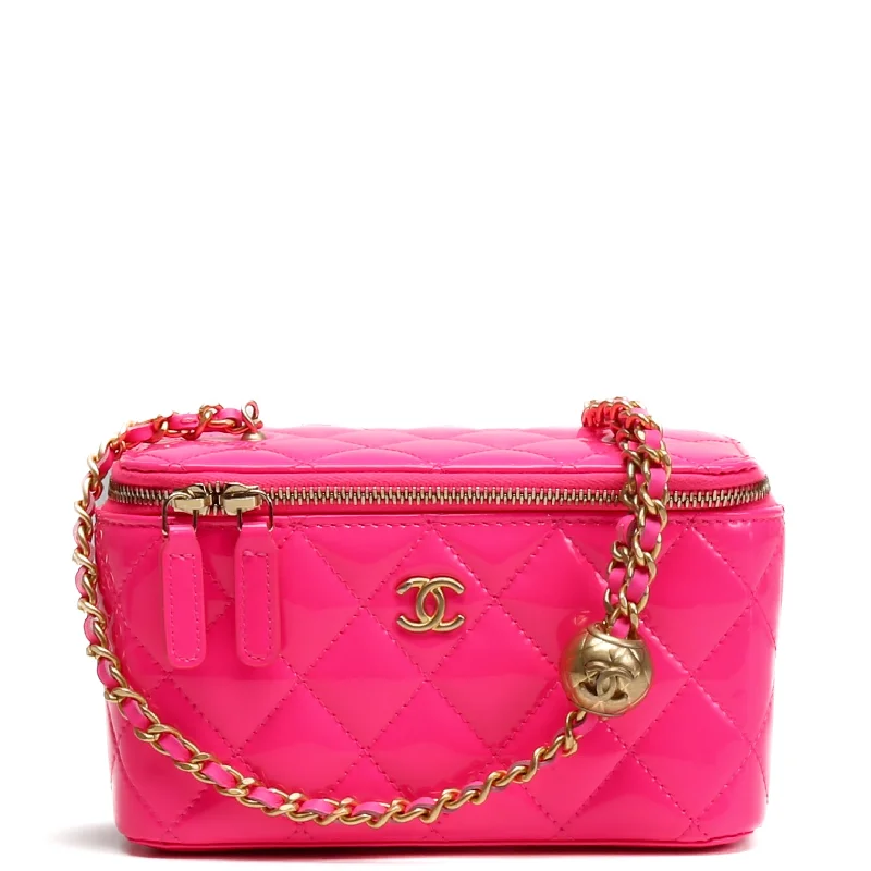 Chanel Handbag with Adjustable Strap for ComfortCHANEL Patent Crush Vanity w/ Chain - Neon Pink