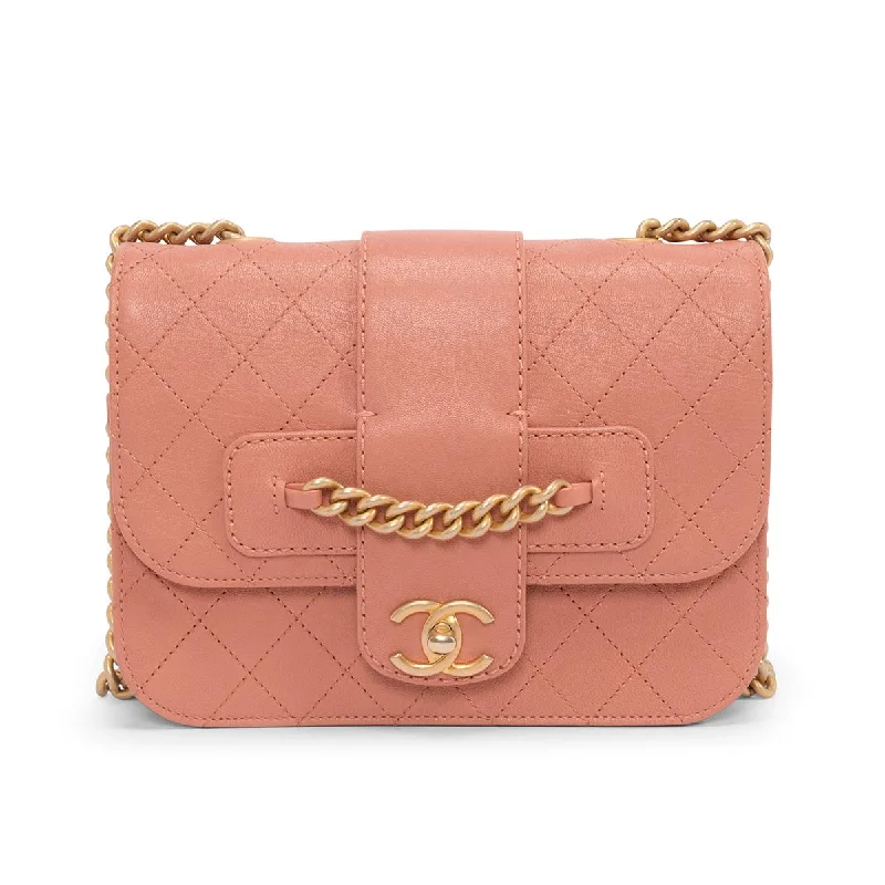 Chanel Classic Flap Bag for Evening PartyChanel Pink Quilted Sheepskin Front Chain Flap Bag