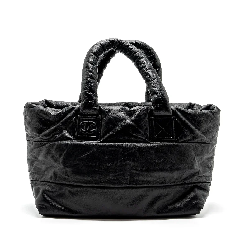 Chanel bags for women with minimalist styleChanel Puffy Down Down Tote Bag lambskin Black SHW