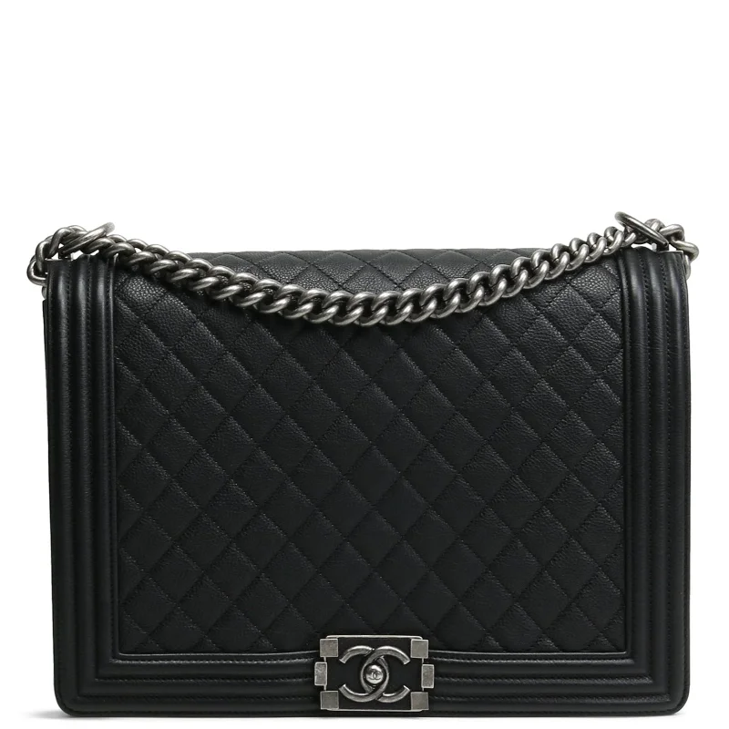 Chanel New Arrival Handbag with Gold HardwareCHANEL Quilted Large Duo Boy Bag - Black