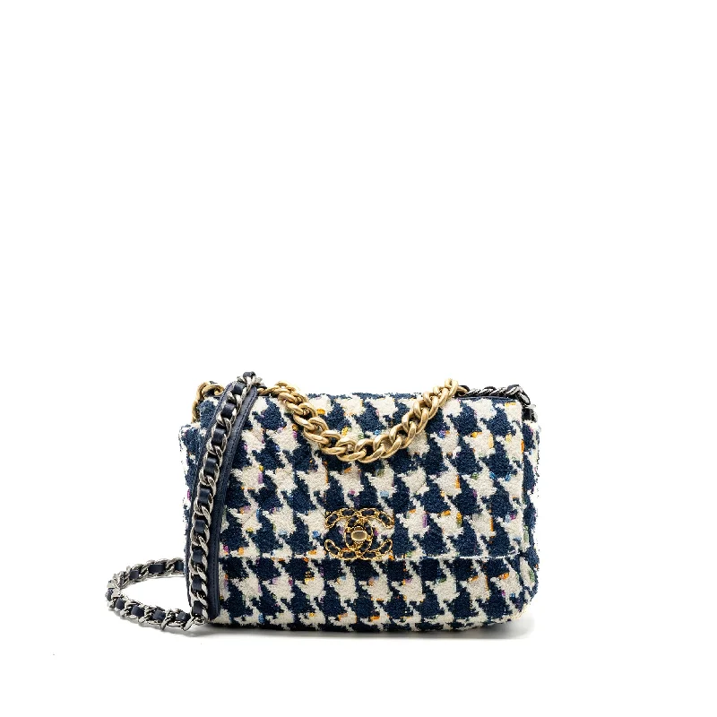 Chanel Lightweight Handbag for Daily ErrandsChanel small 19 bag fabric multicolour blue / white multicolour hardware