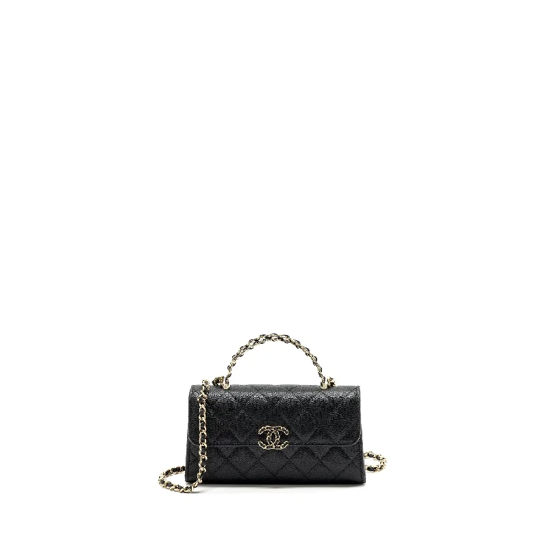 Chanel Small Crossbody Bag for Travelchanel 23p top handle mini flap bag with chain caviar black LGHW (microchip)