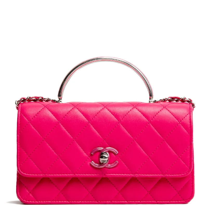 Chanel bags for a polished and professional appearanceCHANEL Wallet On Chain w/ Top Handle - Hot Pink - OUTLET FINAL SALE