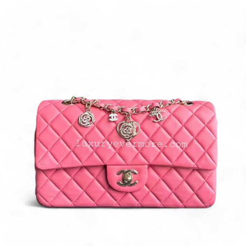 Chanel bags for women who appreciate fine craftsmanshipChanel Classic Flap Medium - Vanitine Single Flap Quilted Lambskin Sakura Pink Golden Hardware Seires 19