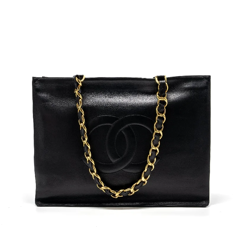 Chanel bags with adjustable chain strapsChanel Vintage Tote Bag Calfskin Black GHW