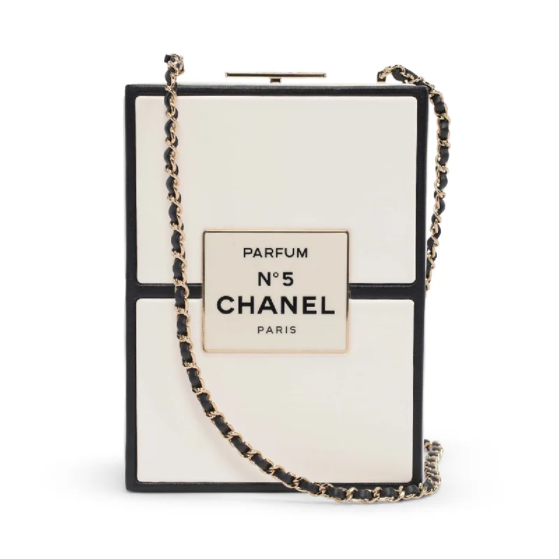 Chanel All - Match Handbag for Versatile StylingChanel White Lambskin No. 5 Parfum Box Minaudiere