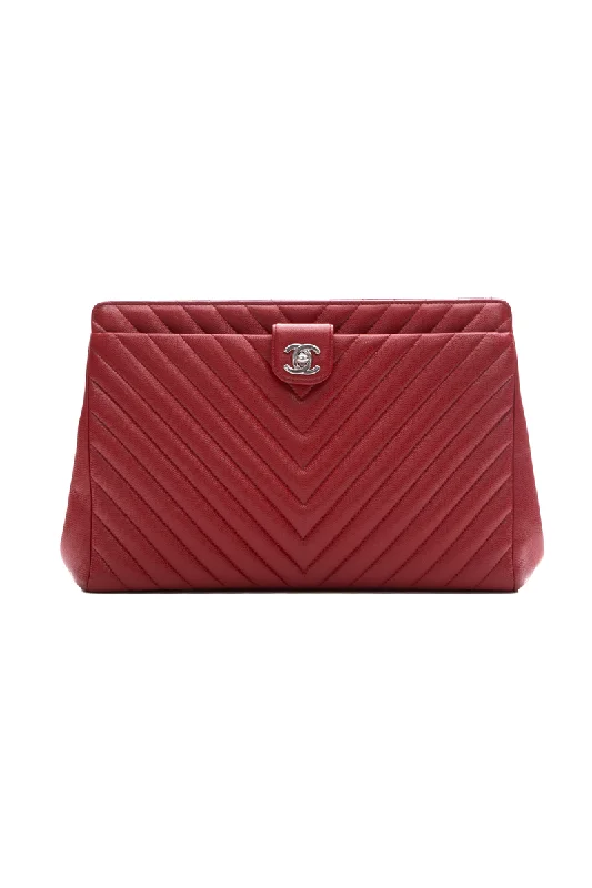 Chanel classicChevron CC Pouch Clutch Bag