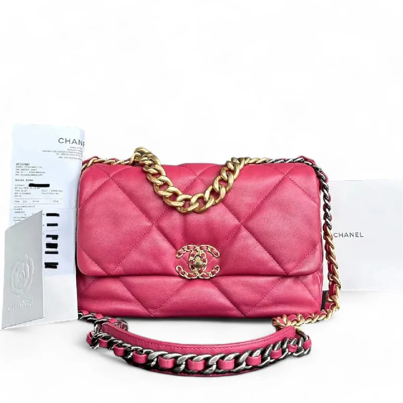 Chanel bags with the perfect balance of luxury and functionalityChanel 19 Bag Medium - C19 Goatskin Hot Pink Two Tone Gold Hardware