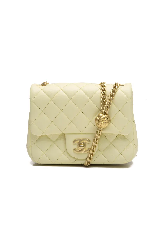 Chanel Handbag with Adjustable Strap for ComfortSweet Camellia Mini Square Flap Bag