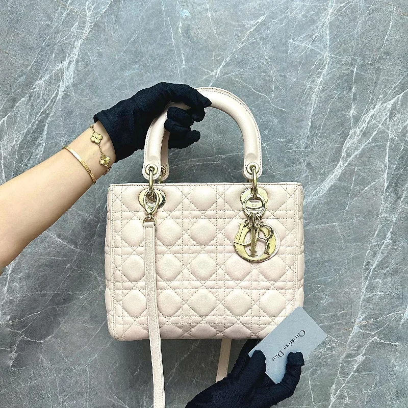 Christian Dior bags with a quilted pattern and gold - toned hardwareLady Medium Lambskin Power Pink GHW