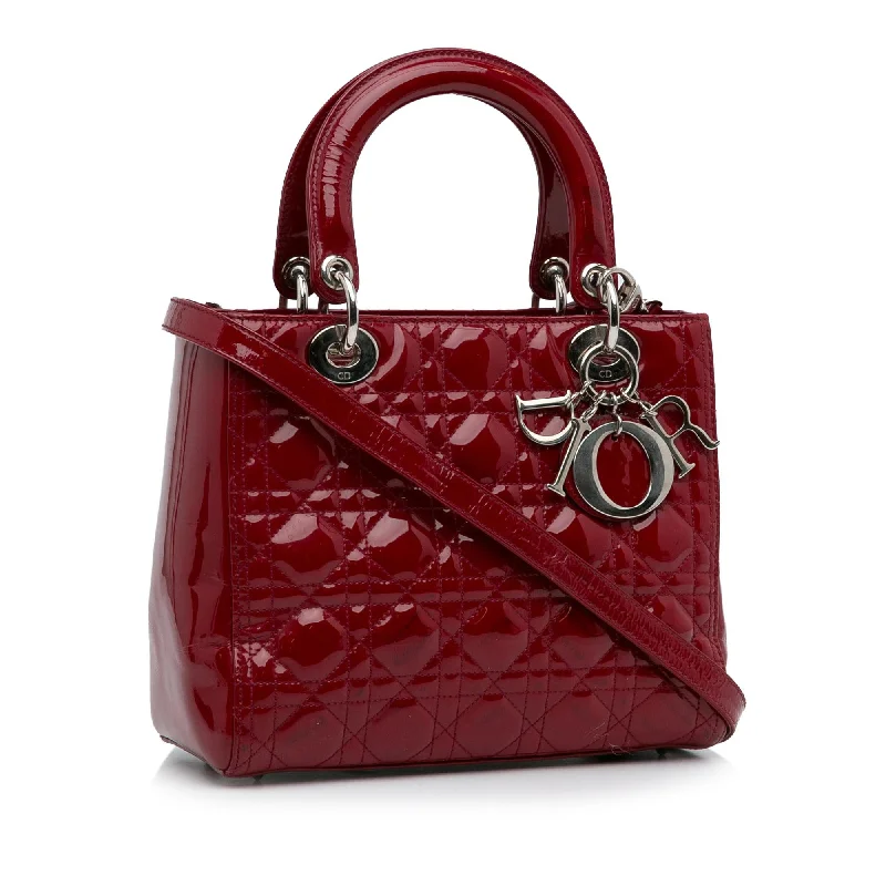 Christian Dior handbags with a snap - button closure and a decorative buckleDior Medium Patent Cannage Lady Dior (8YKOE0)