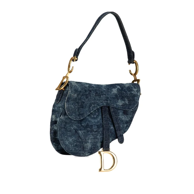 High - fashion Christian Dior bags with a geometric patternDior Medium Tie Dye Printed Denim Saddle Bag (1G555d)