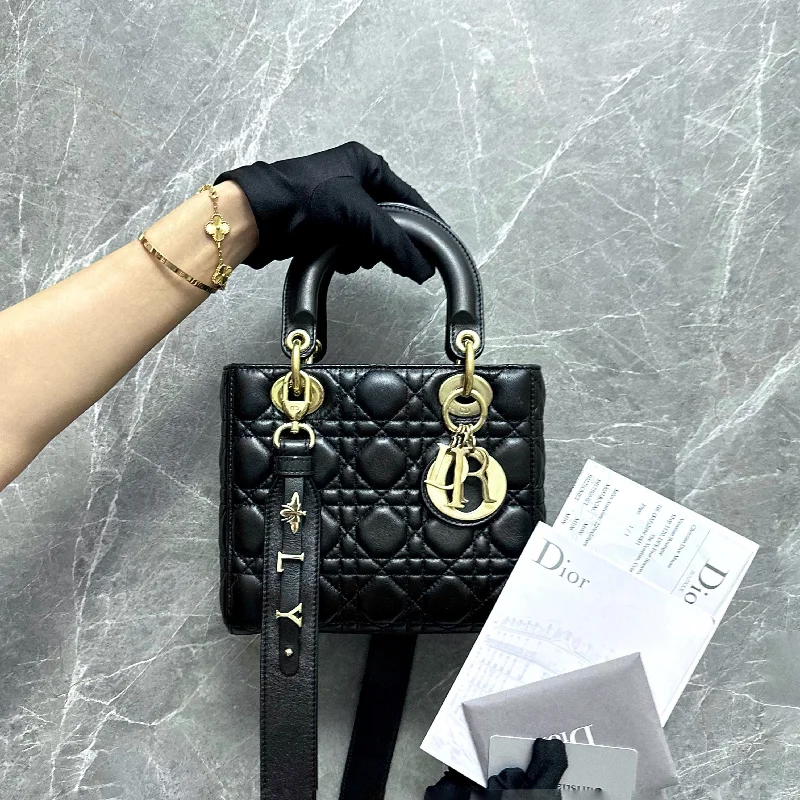 Contemporary Christian Dior handbags with a unique shape*Full Set* Lady Small ABC Lambskin MyABC Black GHW